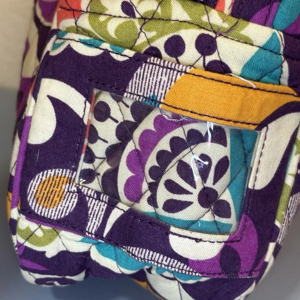 Vera Bradley Plum Crazy Purple Lunch Bag snack plastic lined exterior ID Holder